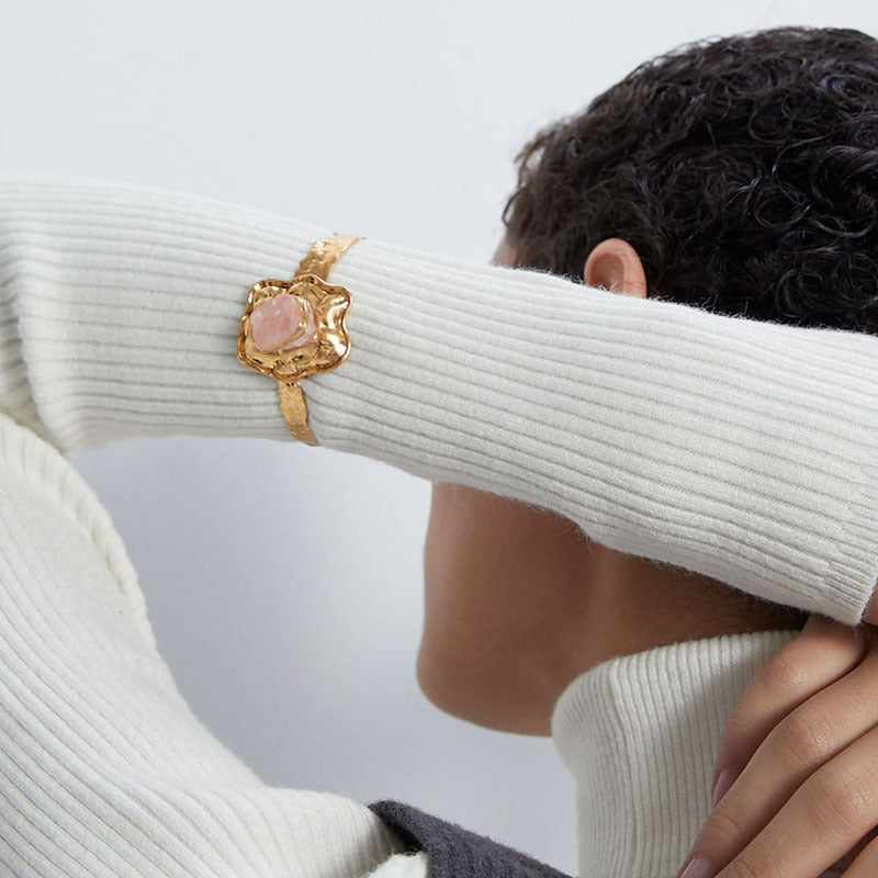 Vintage pink ring metal bracelet