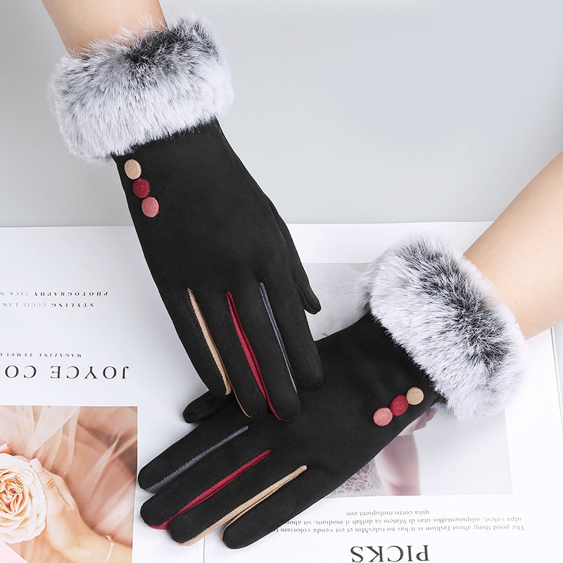 Women's Winter Thick Suede Touch Screen Warm Gloves