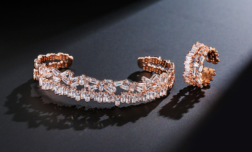 Two-piece  Bracelet Ring Set With Zircon Fashion Jewelry Set