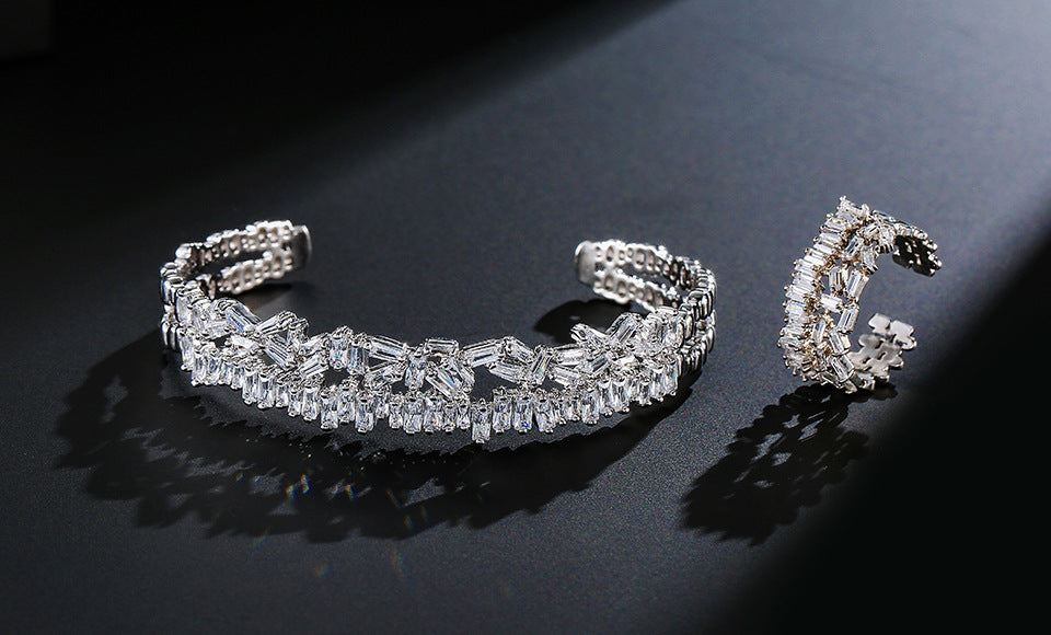 Two-piece  Bracelet Ring Set With Zircon Fashion Jewelry Set